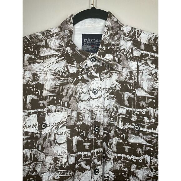 🔴 Superior Signature Brown Western Style Printed Button Front Shirt XXL - Picture 12 of 13